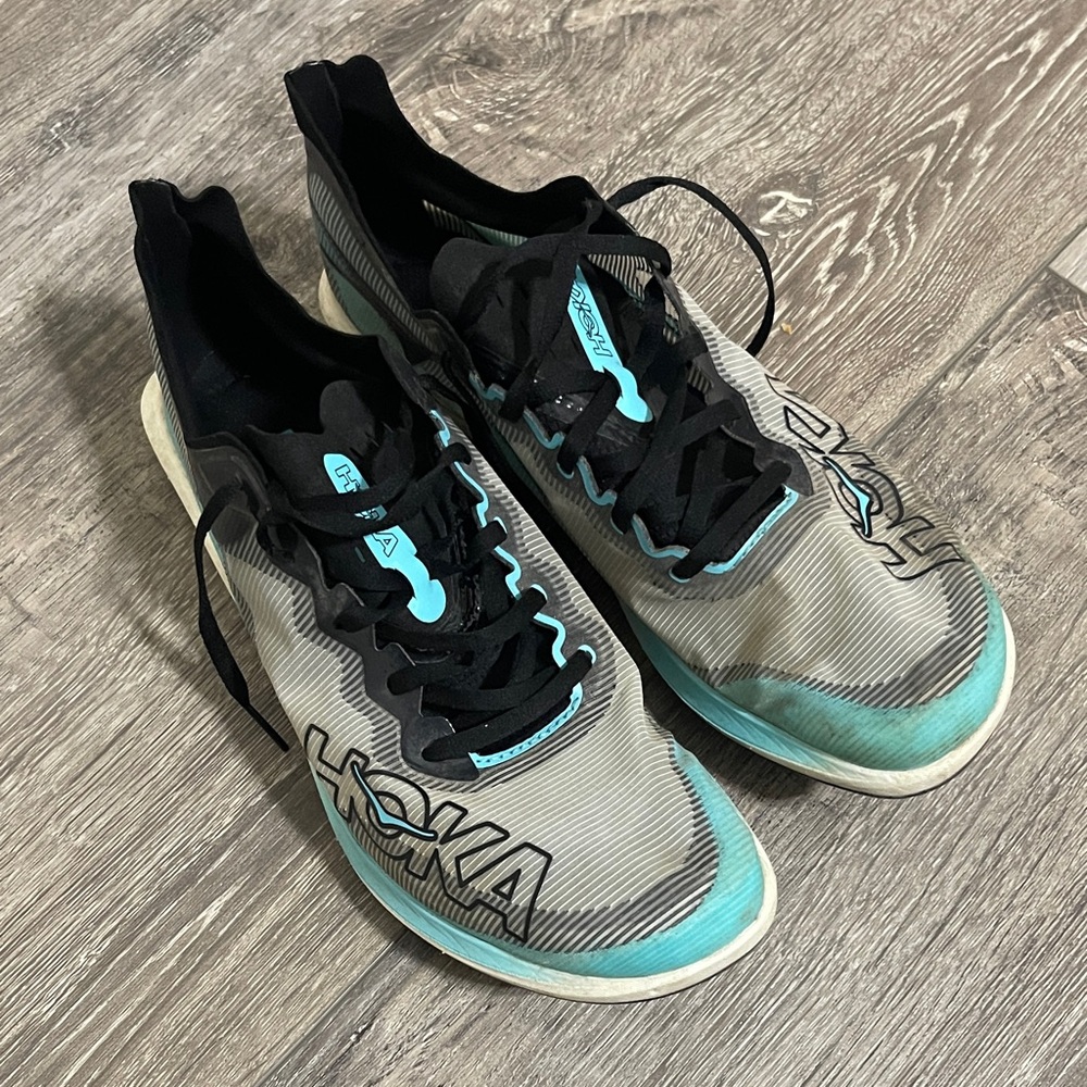 Hoka Light Teal and Black Performance Running Shoes
